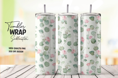 Green Floral tumbler wrap png Product Image 1