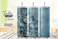 Blue Floral tumbler wrap png Product Image 1