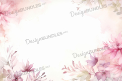 Watercolor Pink flower Frame background Product Image 1