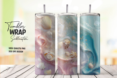 Beach Shells and Blue Water Waves Tumbler Wrap Product Image 1