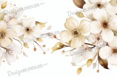 Watercolor golden flower frame background Product Image 1