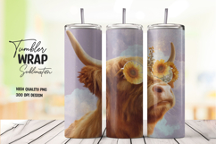 Cute Brown Cow with Daisy Glasses Tumbler Wrap PNG Product Image 1