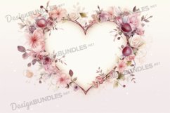 Floral heart frame Digital Paper, Floral heart Background Product Image 1