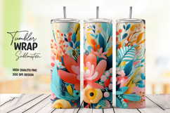 Tropical Flower and Leaf Tumbler Wrap PNG Product Image 1