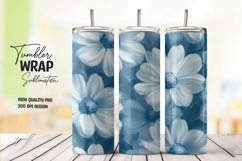 Blue Floral Tumbler Wrap Design Product Image 1