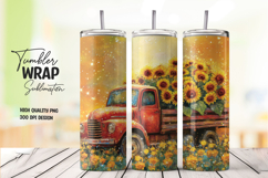 Vintage Red Truck with Sunflowers Farm Tumbler Wrap Product Image 1