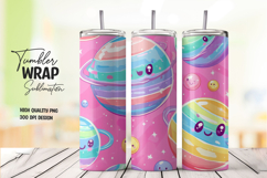 Cute Planet with Kawaii Faces Tumbler Wrap PNG Product Image 1