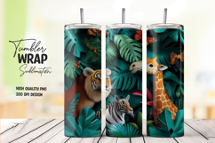 Giraffe in Jungle Foliage Tumbler Wrap PNG Product Image 1