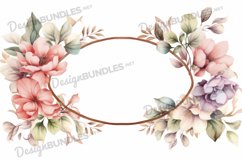 Watercolor floral frame flat lay background Product Image 1