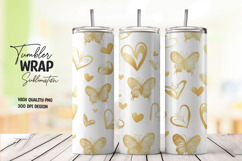 White Gold Heart Tumbler Wrap Product Image 1