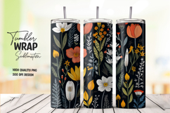 Black Background Autumn Floral Tumbler Wrap Product Image 1