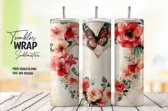 Butterfly Rose tumbler wrap png Product Image 1