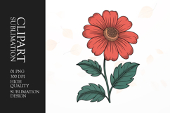 Red Daisy Bloom Clipart PNG Product Image 1