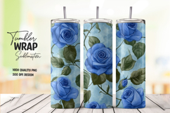 Blue Rose Floral Tumbler Wrap png Product Image 1