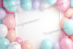 Colorful party balloons, birthday invitation background Product Image 1