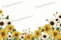 Sunflower Frame Flat lay Background, Sunflower digital paper Product Image 1