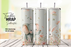 Minimalist Bunny with Blossoms 20oz Tumbler Wrap Sublimation Product Image 1