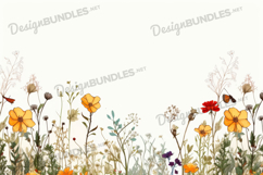 Wildflower watercolor background, wildflower digital paper Product Image 1