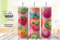 Kawaii Fruit Faces 20oz Tumbler Wrap Sublimation PNG Product Image 1