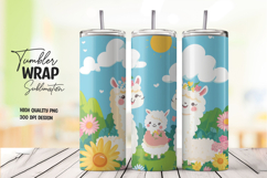 Llama Sunflower Sky 20oz Tumbler Wrap Sublimation PNG Product Image 1