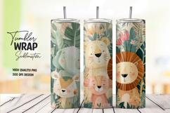 Baby Lion and Giraffe Jungle 20oz Tumbler Wrap Sublimation Product Image 1