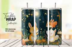 Cute Bunny Forest 20oz Tumbler Wrap Sublimation PNG Product Image 1