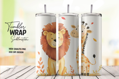 Watercolor Lion 20oz Tumbler Wrap Sublimation PNG Product Image 1