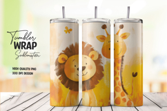 Yellow Safari Lion 20oz Tumbler Wrap Sublimation PNG Product Image 1