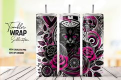 Floral cat tumbler wrap sublimation png Product Image 1