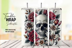 Floral skull tumbler wrap sublimation png Product Image 1