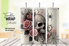 Floral skull tumbler wrap sublimation png Product Image 1