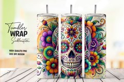 Floral skull tumbler wrap sublimation png Product Image 1