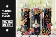 Floral cat tumbler wrap sublimation png Product Image 1