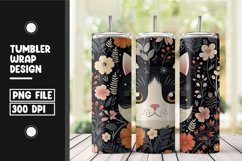 Floral cat tumbler wrap sublimation png Product Image 1
