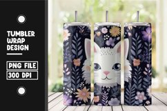 Floral cat tumbler wrap sublimation png Product Image 1