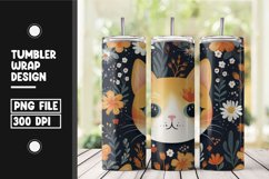 Floral cat tumbler wrap sublimation png Product Image 1