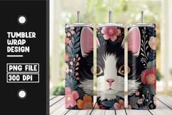 Floral cat tumbler wrap sublimation png Product Image 1