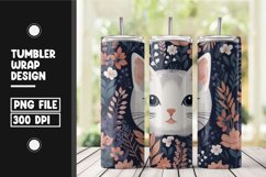 Floral cat tumbler wrap sublimation png Product Image 1