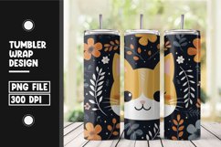 Floral cat tumbler wrap sublimation png Product Image 1