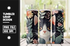 Floral cat tumbler wrap sublimation png Product Image 1