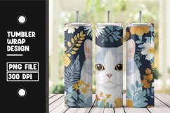 Floral cat tumbler wrap sublimation png Product Image 1