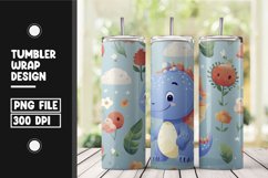 Cute dinasour baby tumbler wrap sublimation png Product Image 1