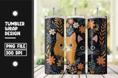Floral cat tumbler wrap sublimation png Product Image 1