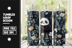 Floral panda tumbler wrap sublimation png Product Image 1