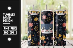 Floral cat tumbler wrap sublimation png Product Image 1