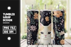 Floral cat tumbler wrap sublimation png Product Image 1