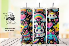 Cute rabbit pattern tumbler wrap sublimation png Product Image 1