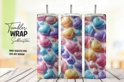 3D Heart pattern tumbler wrap sublimation png Product Image 1