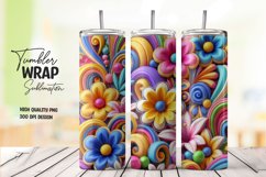 3d flower pattern tumbler wrap sublimation png Product Image 1