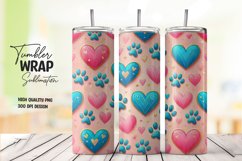 3D Heart pattern tumbler wrap sublimation png Product Image 1
